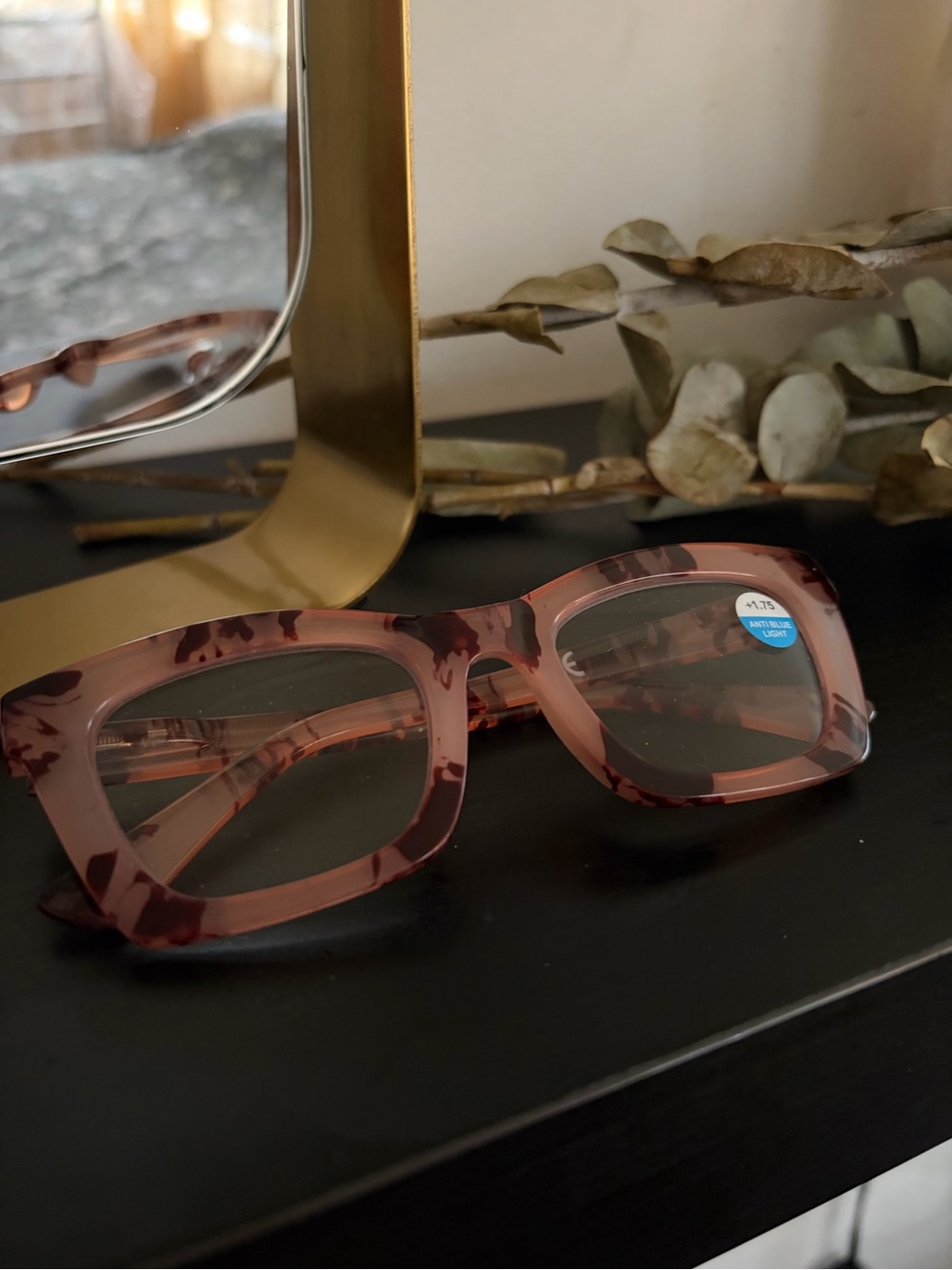 Stylish Women's Rectangular reading glasses in Rose Tortoise